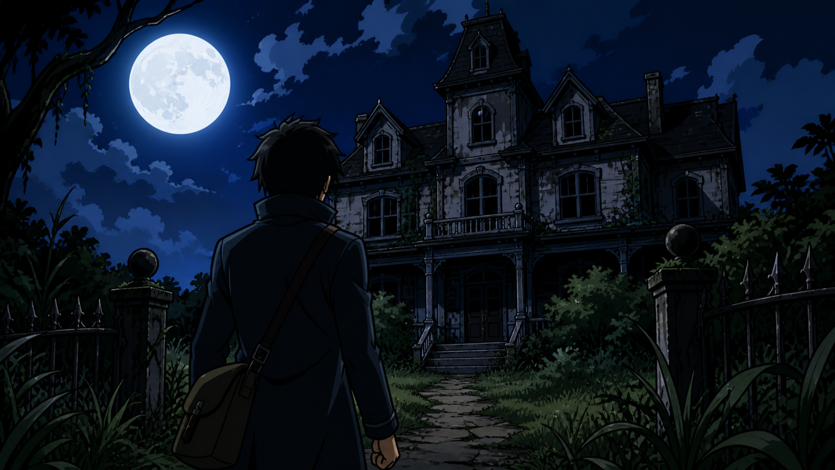 バイオハザード 洋館の外観・夜景